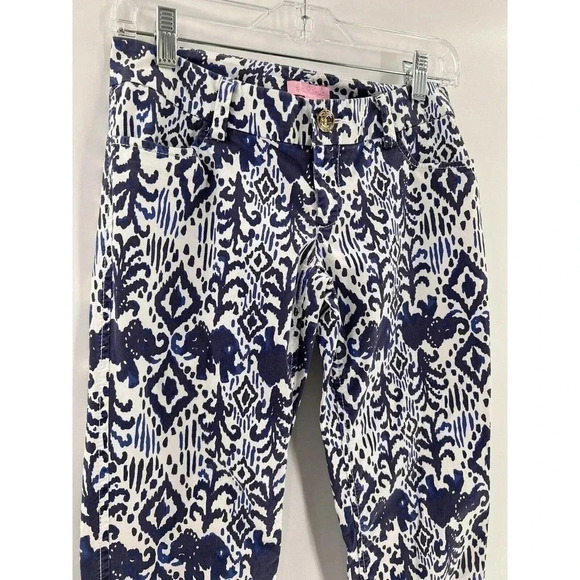 Lilly Pulitzer Callahan Chino Pants Tons Of Fun Elephants Size 0 Excellent UC - Picture 3 of 10